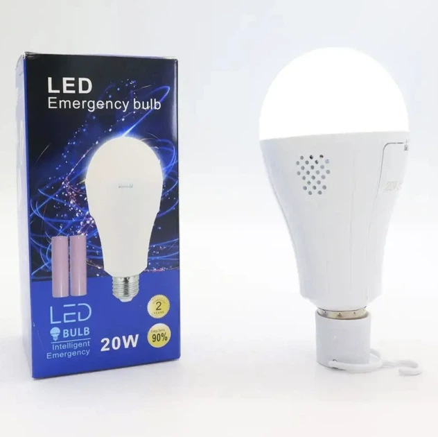 Аккумуляторная LED лампочка E27 20W — аварийная, автономная, переносная (LAMP-20W) - Фото 2 Аккумуляторная LED лампочка E27 20W — аварийная, автономная, переносная (LAMP-20W) - изображение 2
