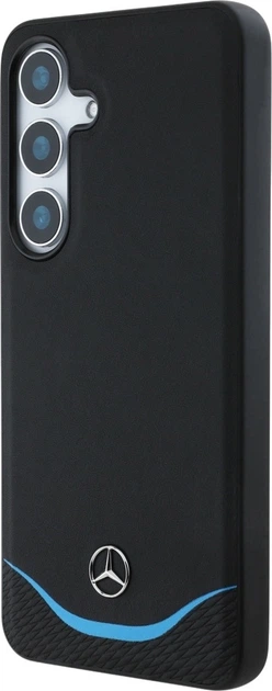 Панель Mercedes Leather Contrasted Blue Horizontal Curve MagSafe для Samsung Galaxy S25 Black (3666339423940) - зображення 2