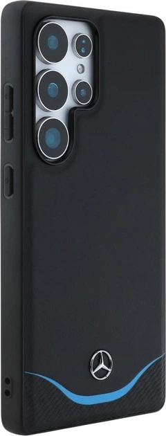 Панель Mercedes Leather Contrasted Blue Horizontal Curve MagSafe для Samsung Galaxy S25 Ultra Black (3666339423964) - зображення 4