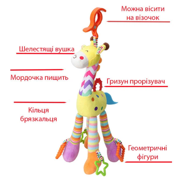 Набор 2Life Силиконовый прорезыватель мячь-абстракция и Жираф на коляску Желтый n-13425 - Фото 3 Набор 2Life Силиконовый прорезыватель мячь-абстракция и Жираф на коляску Желтый n-13425 - изображение 3