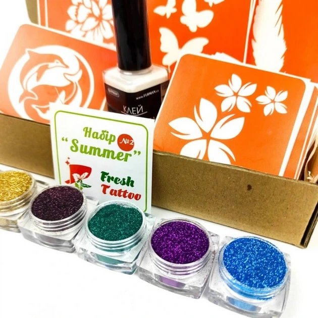Набір для біо-тату "Літо 2.0 - гліттер" set-summer-v2-glitter - Фото 4 Набір для біо-тату "Літо 2.0 - гліттер" set-summer-v2-glitter - изображение 4