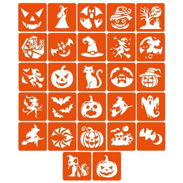 Набір трафаретів для біо-тату "Хелловін №2" Hallowween-2-27, 27 трафаретів 5х5 см - Фото 1 Набір трафаретів для біо-тату "Хелловін №2" Hallowween-2-27, 27 трафаретів 5х5 см - изображение 1