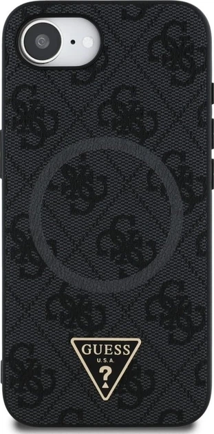 Панель Guess 4G Ring Triangle Logo with MagSafe для Apple iPhone 16e Black (GUHMPSE4P4TDPK) - зображення 2