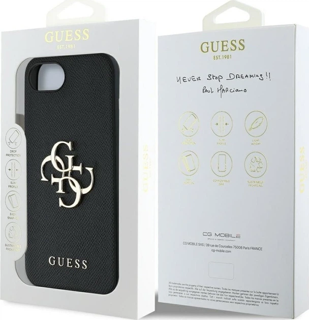 Панель Guess Grained Big 4G Logo Small Classic Logo для Apple iPhone 16e Black (GUHCPSE4PGT4MBK) - зображення 8
