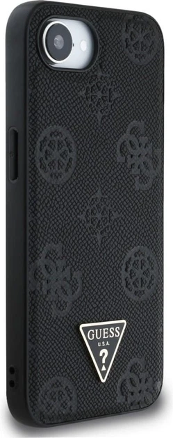 Панель Guess Grained Hot Stamp Peony Pattern Triangle Logo with MagSafe для Apple iPhone 16e Black (GUHMPSE4PGBTMK) - зображення 3