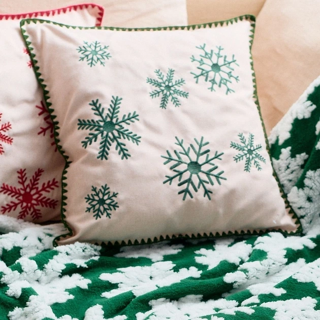 Наволочка Homla Oriel у зелені сніжинки 45 x 45 см (5906496709319) - зображення 6