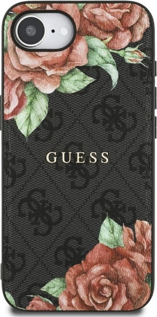 Панель Guess 4G Flowers Print with MagSafe для Apple iPhone 16e Black (GUHMPSE4P4ROPEMCK) - зображення 2