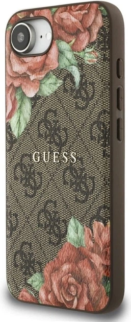 Панель Guess 4G Flowers Print with MagSafe для Apple iPhone 16e Brown (GUHMPSE4P4ROPEMCW) - зображення 4