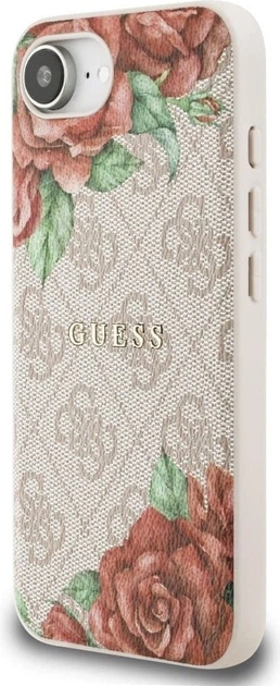 Панель Guess 4G Flowers Print with MagSafe для Apple iPhone 16e Pink (GUHMPSE4P4ROPEMCP) - зображення 4