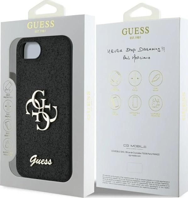 Панель Guess Glitter Script Big 4G для Apple iPhone 16e Black (GUHCPSE4HG4SGK) - зображення 8