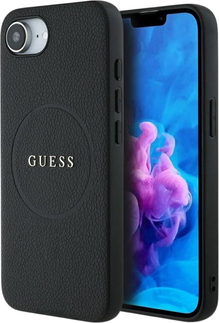 Панель Guess Grained Gold Ring with MagSafe для Apple iPhone 16e Black (GUHMPSE4PGHSMMK) - зображення 1