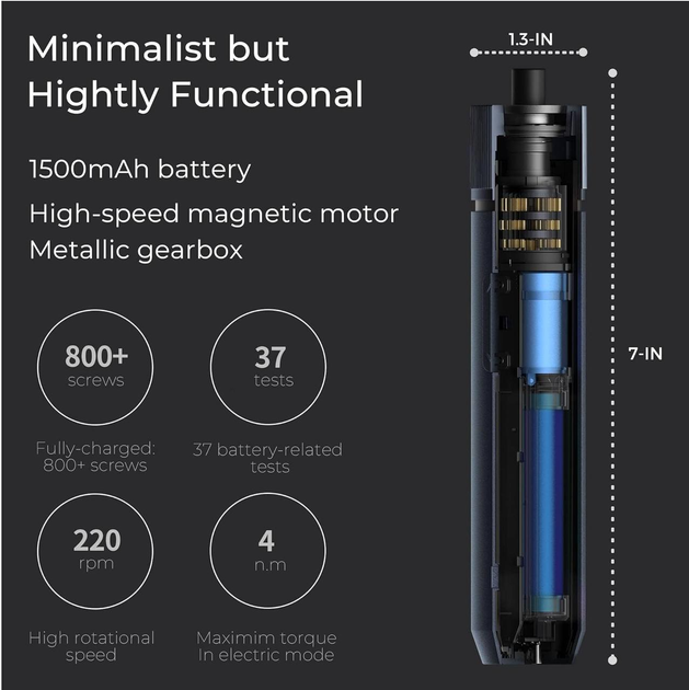 Отвёртка аккумуляторная Xiaomi HOTO 3.6V Screwdriver Kit QWLSD011 электрическая для ремонта точных работ с набором бит S2 электроотвертка с кейсом и LED-подсветкой регулировкой крутящего момента и USB Type-C - Фото 6 Отвёртка аккумуляторная Xiaomi HOTO 3.6V Screwdriver Kit QWLSD011 электрическая для ремонта точных работ с набором бит S2 электроотвертка с кейсом и LED-подсветкой регулировкой крутящего момента и USB Type-C - изображение 6