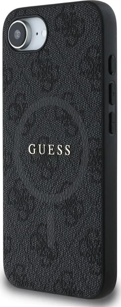 Панель Guess 4G Collection Leather Metal Logo with MagSafe для Apple iPhone 16e Black (GUHMPSE4G4GFRK) - зображення 4