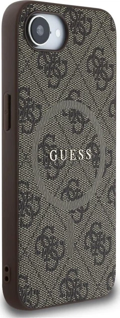 Панель Guess 4G Collection Leather Metal Logo with MagSafe для Apple iPhone 16e Brown (GUHMPSE4G4GFRW) - зображення 3