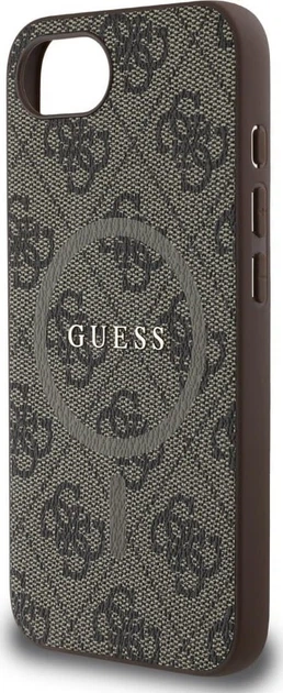Панель Guess 4G Collection Leather Metal Logo with MagSafe для Apple iPhone 16e Brown (GUHMPSE4G4GFRW) - зображення 6