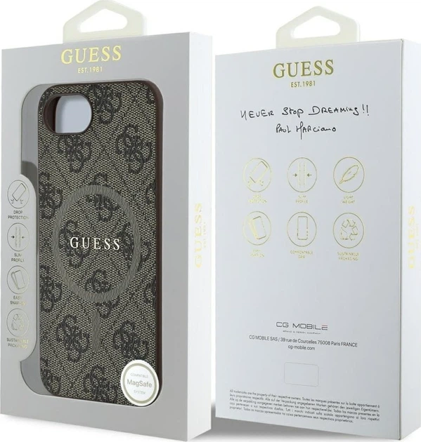 Панель Guess 4G Collection Leather Metal Logo with MagSafe для Apple iPhone 16e Brown (GUHMPSE4G4GFRW) - зображення 8