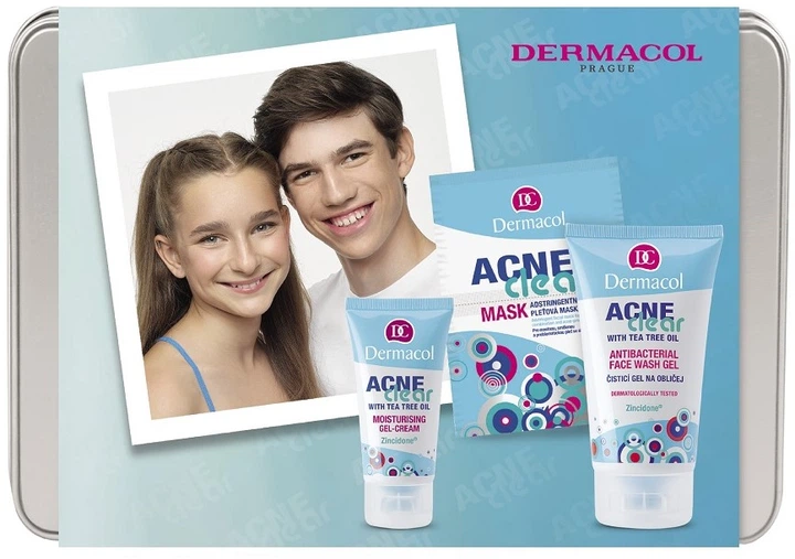 Набір Dermacol Acne Clear очищувальний гель 150 мл + зволожувальний крем-гель 50 мл + маска 2×8 мл (8595003133807) - зображення 1