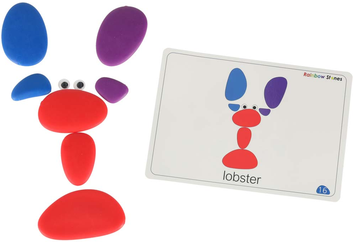 Набір для навчання лічбі Ikonka Rainbow Stones Креативні розвиваючі камінці Монтессорі 65 елементів (5903039717985) - зображення 9