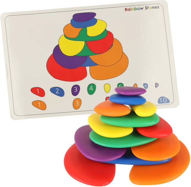 Набір для навчання лічбі Ikonka Rainbow Stones Креативні розвиваючі камінці Монтессорі 65 елементів (5903039717985) - зображення 12
