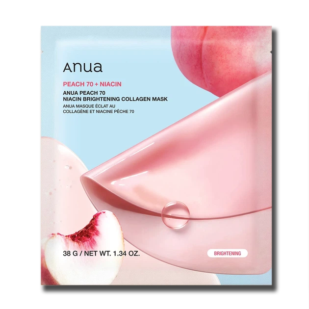 Гідрогелева колагенова маска з персиком та ніацинамідом ANUA Peach 70 Niacin Brightening Collagen Mask, 38g - Фото 1 Гідрогелева колагенова маска з персиком та ніацинамідом ANUA Peach 70 Niacin Brightening Collagen Mask, 38g - изображение 1
