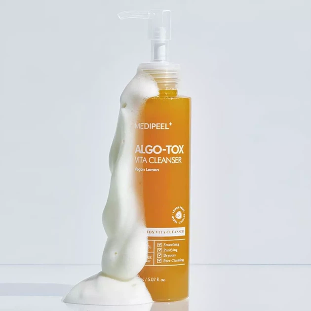 Освітлювальний кисневий гель для глибокого очищення шкіри Medipeel Algo-Tox Vita Cleanser Vegan Lemon - изображение 2