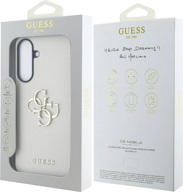 Панель Guess Grained Big 4G Logo Small Classic Logo для Samsung Galaxy A56 Beige (GUHCSA56PGT4MBE) - зображення 2
