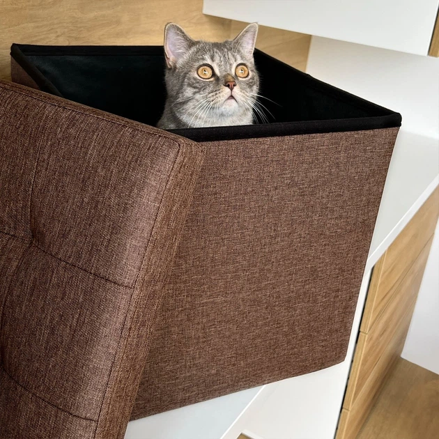 Пуф для хранения текстильный складной MBM HOME TH-03 BROWN коричневый - изображение 5