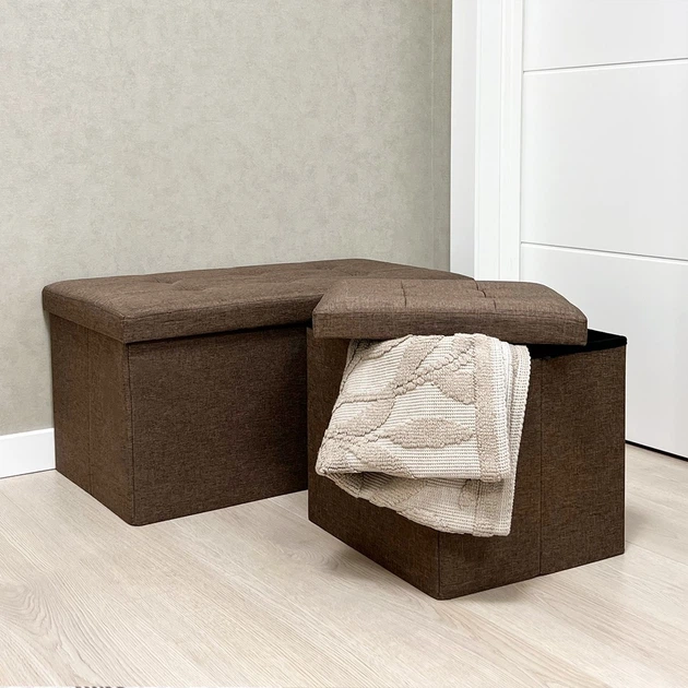 Пуф для хранения текстильный складной MBM HOME TH-03 BROWN коричневый - изображение 7