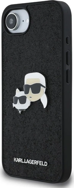 Панель Karl Lagerfeld Fixed Glitter Karl & Choupette Heads Metal Pin для Apple iPhone 16e Black (KLHCPSE4PFGKCPK) - зображення 4