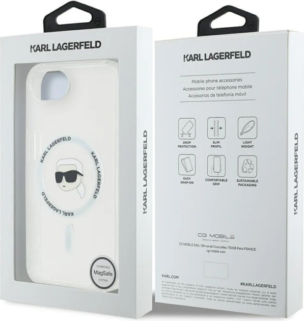 Панель Karl Lagerfeld IML Metal Karl Head with MagSafe для Apple iPhone 16e White (KLHMPSE4HLSKIH) - зображення 8