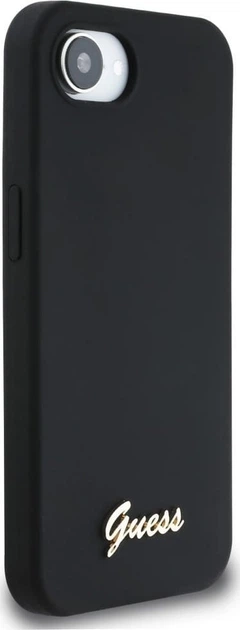 Панель Guess Silicone Script Metal Logo with MagSafe для Apple iPhone 16e Black (GUHMPSE4SMBSLK) - зображення 3