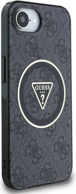 Панель Guess IML Metal Glitter 4G Circle Triangle with MagSafe для Apple iPhone 16e Black (GUHMPSE4HG4PRTGK) - зображення 3