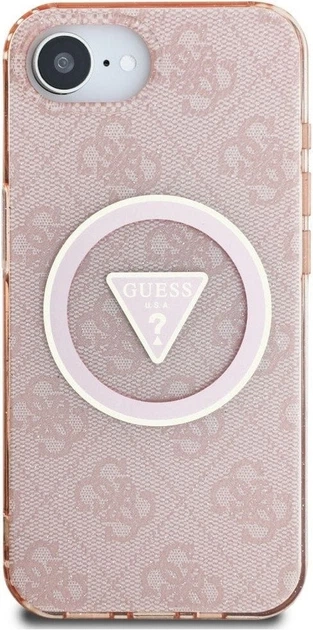 Панель Guess IML Metal Glitter 4G Circle Triangle with MagSafe для Apple iPhone 16e Pink (GUHMPSE4HG4PRTGP) - зображення 2