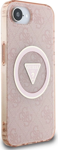 Панель Guess IML Metal Glitter 4G Circle Triangle with MagSafe для Apple iPhone 16e Pink (GUHMPSE4HG4PRTGP) - зображення 3
