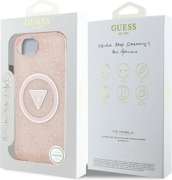 Панель Guess IML Metal Glitter 4G Circle Triangle with MagSafe для Apple iPhone 16e Pink (GUHMPSE4HG4PRTGP) - зображення 8