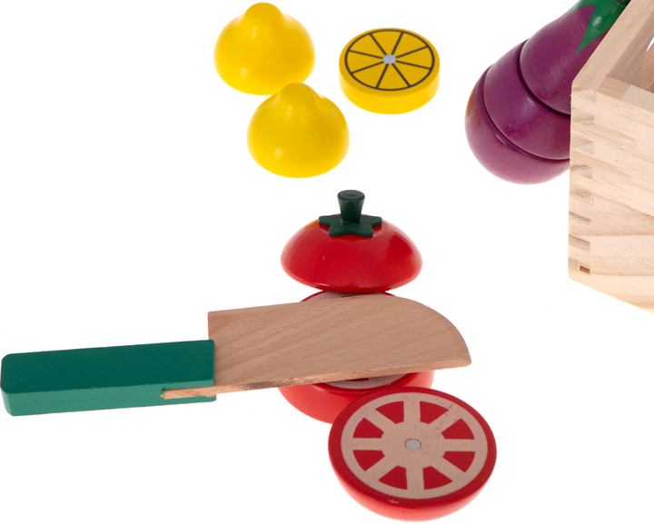 Дерев'яний ігровий набір KIK Овочі на магніті для нарізання в коробці + аксесуари  (5903039721524) - зображення 5