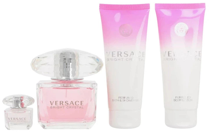 Подарунковий набір для жінок Versace Bright Crystal Туалетна вода 90 мл + Мініатюра Туалетна вода 5 мл + Гель для душу 100 мл + Лосьйон для тіла 100 мл (8011003899807) - зображення 3