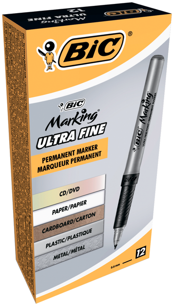 Маркер перманентний ультратонкий BiC CD-DVD на спиртовій основі 0.8 мм Чорний (bc8290801) - Фото 2 Маркер перманентний ультратонкий BiC CD-DVD на спиртовій основі 0.8 мм Чорний (bc8290801) - зображення 2