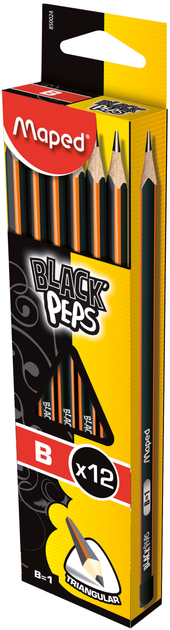 Карандаш графитовый Maped Black Peps B без ластика (MP.850024) - изображение 2