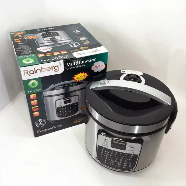 Мультиварка Rainberg RB-6209, 1800Вт/6л, 45 программ для приготовления разнообразных блюд, Черный - изображение 8