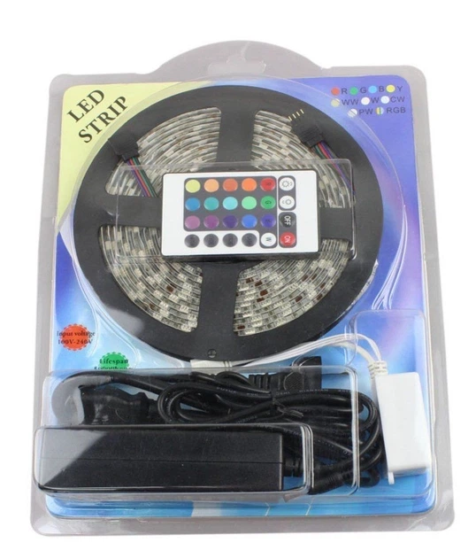 Світлодіодна стрічка RGB 5 метрів комплект LED 5050 від мережі (3873) - Фото 3 Світлодіодна стрічка RGB 5 метрів комплект LED 5050 від мережі (3873) - зображення 3