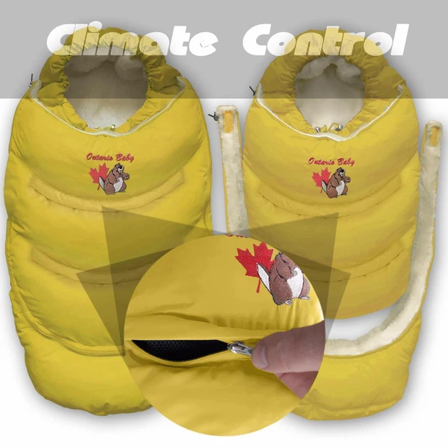 Зимовий пуховий конверт трансформер для новонародженого Alaska Climate Control Smart, на хутрі, Жовтий, Ontario Baby, ART-0000563 - зображення 11