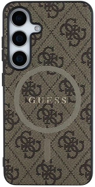 Панель Guess Leather 4G Colored Ring Classic Logo MagSafe для Samsung Galaxy S25 Plus Brown (3666339449513) - зображення 3