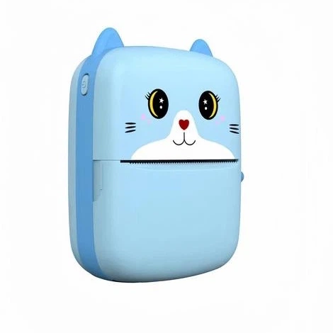 Мини Принтер Портативный Детский A8 Cat Для Телефона С Bluetooth Синий. (373423) - изображение 4