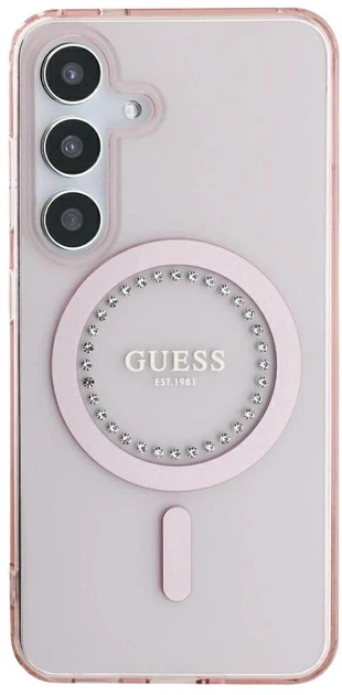 Панель Guess Rhinestones Printed Classic Logo MagSafe для Samsung Galaxy S25 Pink (3666339449544) - зображення 3