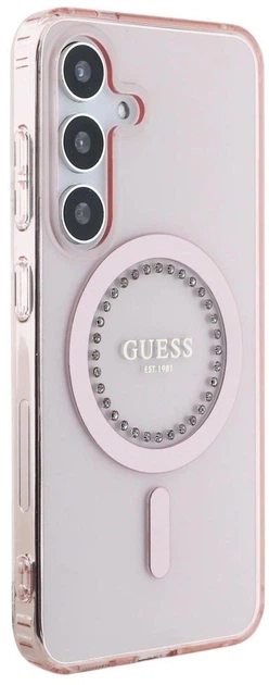 Панель Guess Rhinestones Printed Classic Logo MagSafe для Samsung Galaxy S25 Pink (3666339449544) - зображення 4