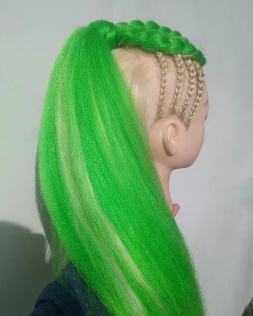 Канекалон Jumbo Braid однотонный зеленый светлый коса длинна 60 см Вес 100 грам Термостойкий А26 - изображение 3