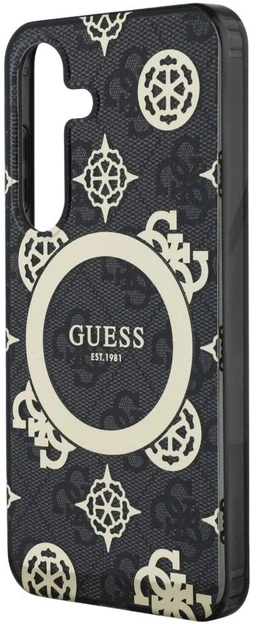 Панель Guess 4G Background Gold Electroplated Peony Pattern MagSafe для Samsung Galaxy S25 Black (3666339449698) - зображення 5