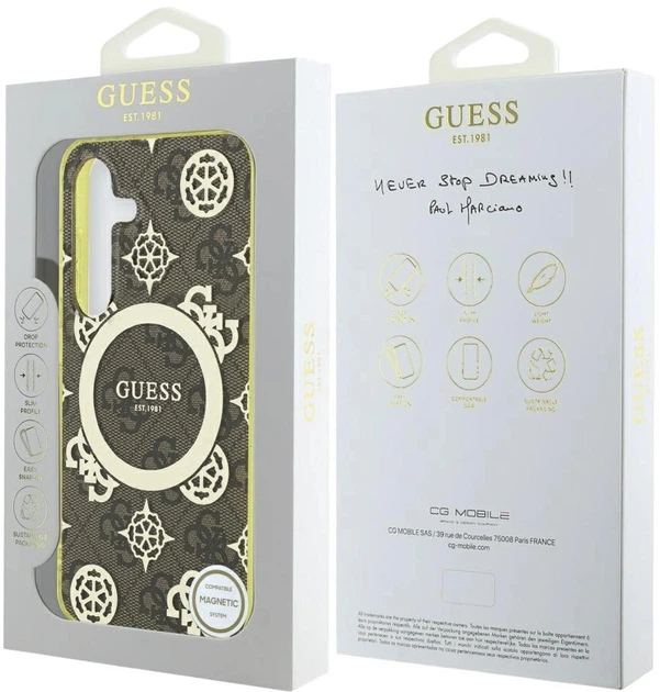 Панель Guess 4G Background Gold Electroplated Peony Pattern MagSafe для Samsung Galaxy S25 Brown (3666339449711) - зображення 8