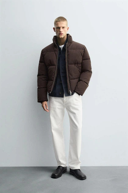 Куртка Zara дута водовідштовхуюча коричневий 0732/312/717 M - Фото 3 Куртка Zara дута водовідштовхуюча коричневий 0732/312/717 M - зображення 3